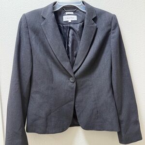 Calvin Klein Women's Dark Gray Single-Button Blazer